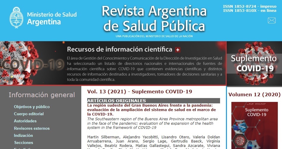 La revista Salud Pública publicó un artículo de profesionales del Hospital El Cruce